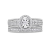 Thumbnail Image 4 of 0.32 CT. T.W. Diamond Oval Frame Beaded Multi-Row Bridal Set in Sterling Silver