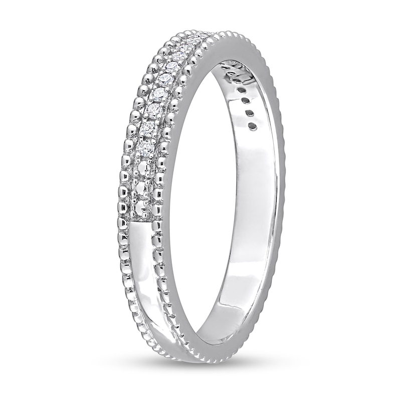 Main Image 3 of 0.10 CT. T.W. Diamond Multi-Row Beaded Anniversary Band in Sterling Silver