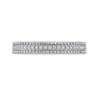 0.10 CT. T.W. Diamond Multi-Row Beaded Anniversary Band in Sterling Silver