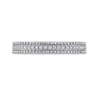 0.10 CT. T.W. Diamond Multi-Row Beaded Anniversary Band in Sterling Silver