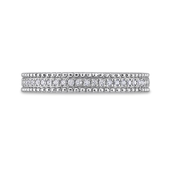0.10 CT. T.W. Diamond Multi-Row Beaded Anniversary Band in Sterling Silver