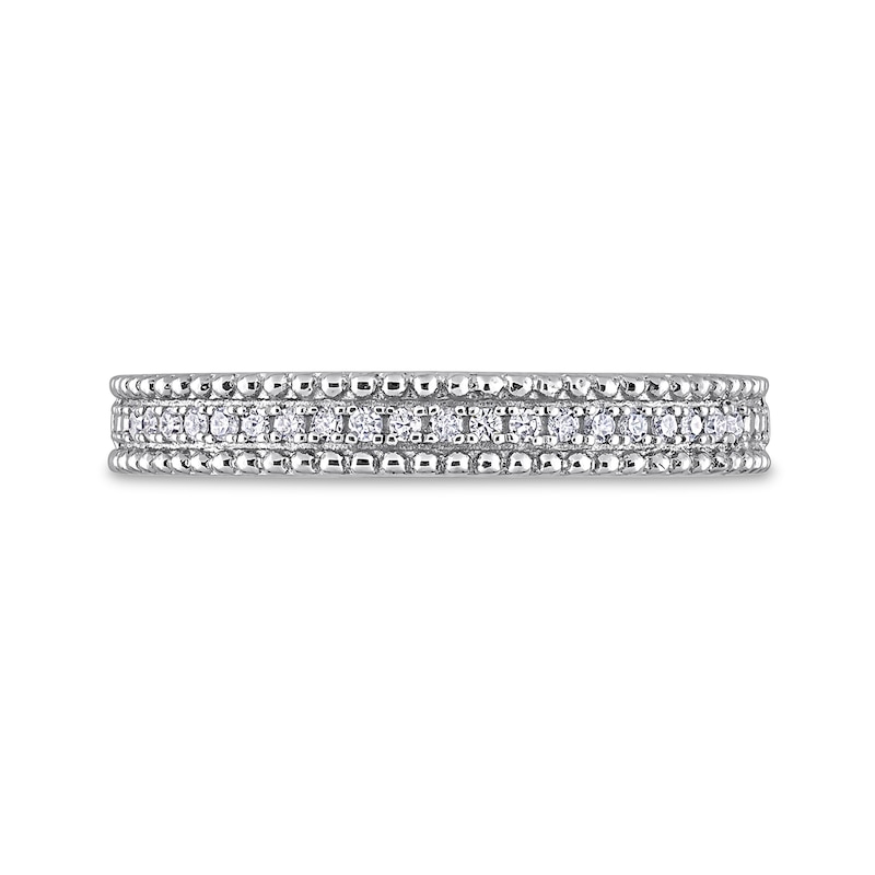Main Image 4 of 0.10 CT. T.W. Diamond Multi-Row Beaded Anniversary Band in Sterling Silver