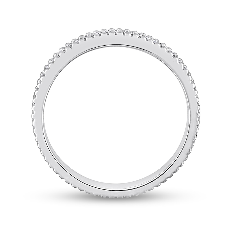 Main Image 5 of 0.10 CT. T.W. Diamond Multi-Row Beaded Anniversary Band in Sterling Silver