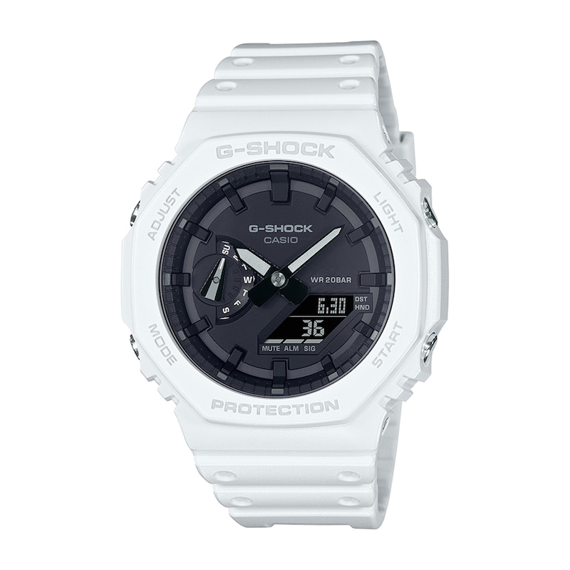 Men's Casio G-Shock Classic White Resin Strap Watch with Black Dial (Model: GA2100-7A)