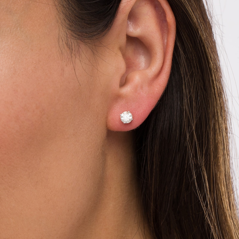 Main Image 2 of 1.20 CT. T.W. Diamond Solitaire Stud Earrings in 10K White Gold