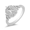 Thumbnail Image 1 of Enchanted Disney Cinderella 0.69 CT. T.W. Emerald-Cut Diamond Double Frame Carriage Engagement Ring in 14K White Gold