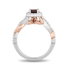 Thumbnail Image 2 of Enchanted Disney Snow White 5.0mm Garnet and 0.29 CT. T.W. Diamond Twist Shank Engagement Ring in 14K Two-Tone Gold