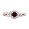 Thumbnail Image 3 of Enchanted Disney Snow White 5.0mm Garnet and 0.29 CT. T.W. Diamond Twist Shank Engagement Ring in 14K Two-Tone Gold