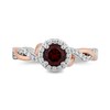 Thumbnail Image 3 of Enchanted Disney Snow White 5.0mm Garnet and 0.29 CT. T.W. Diamond Twist Shank Engagement Ring in 14K Two-Tone Gold