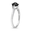 Thumbnail Image 3 of 1.06 CT. T.W. Cushion-Shaped Black Enhanced and White Diamond Tilted Bypass Engagement Ring in 10K White Gold