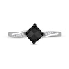 Thumbnail Image 3 of 1.06 CT. T.W. Cushion-Cut Black Enhanced and White Diamond Tilted Bypass Engagement Ring in 10K White Gold