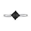 Thumbnail Image 4 of 1.06 CT. T.W. Cushion-Shaped Black Enhanced and White Diamond Tilted Bypass Engagement Ring in 10K White Gold