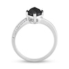 Thumbnail Image 4 of 1.06 CT. T.W. Cushion-Cut Black Enhanced and White Diamond Tilted Bypass Engagement Ring in 10K White Gold