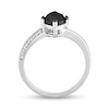 Thumbnail Image 5 of 1.06 CT. T.W. Cushion-Shaped Black Enhanced and White Diamond Tilted Bypass Engagement Ring in 10K White Gold