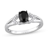 Thumbnail Image 0 of 1.02 CT. T.W. Oval Black Enhanced and White Diamond Split Shank Engagement Ring in 14K White Gold