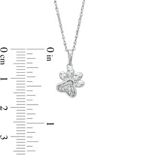 Diamond Accent Paw Print Pendant in Sterling Silver