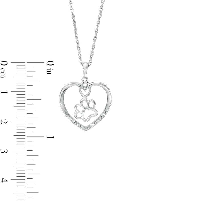 Main Image 3 of Diamond Accent Paw in Heart Pendant in Sterling Silver