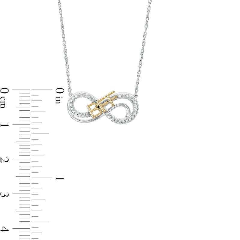 Main Image 3 of Diamond Accent "BFF" Infinity Loop Necklace in Sterling Silver with 14K Gold Plate