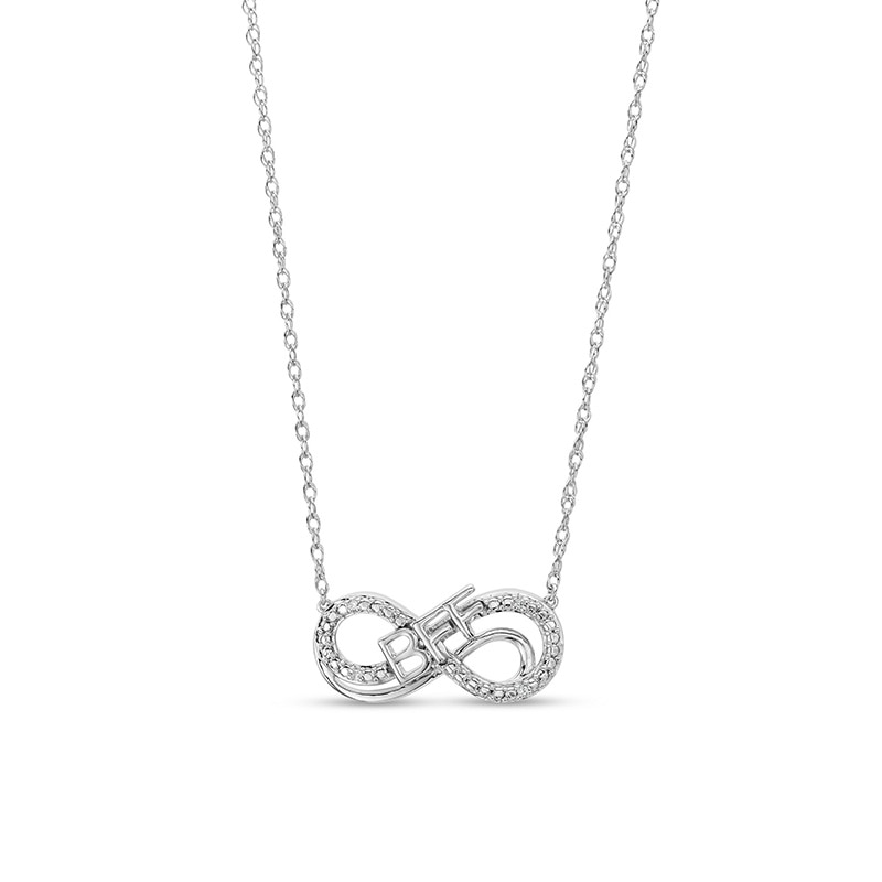 Diamond Accent "BFF" Infinity Loop Necklace in Sterling Silver