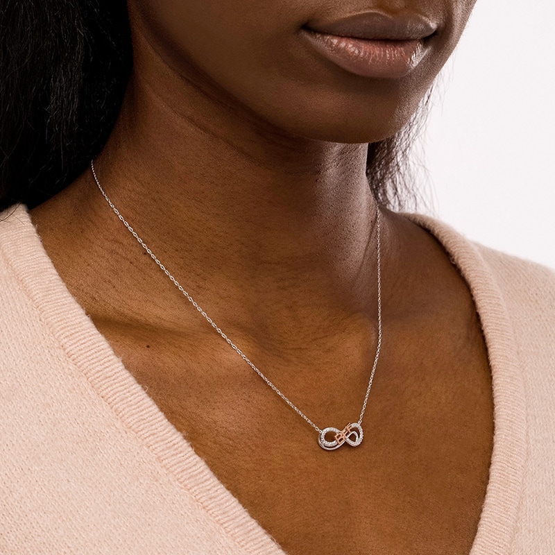 Diamond Accent "BFF" Infinity Loop Necklace in Sterling Silver with 14K Gold Plate