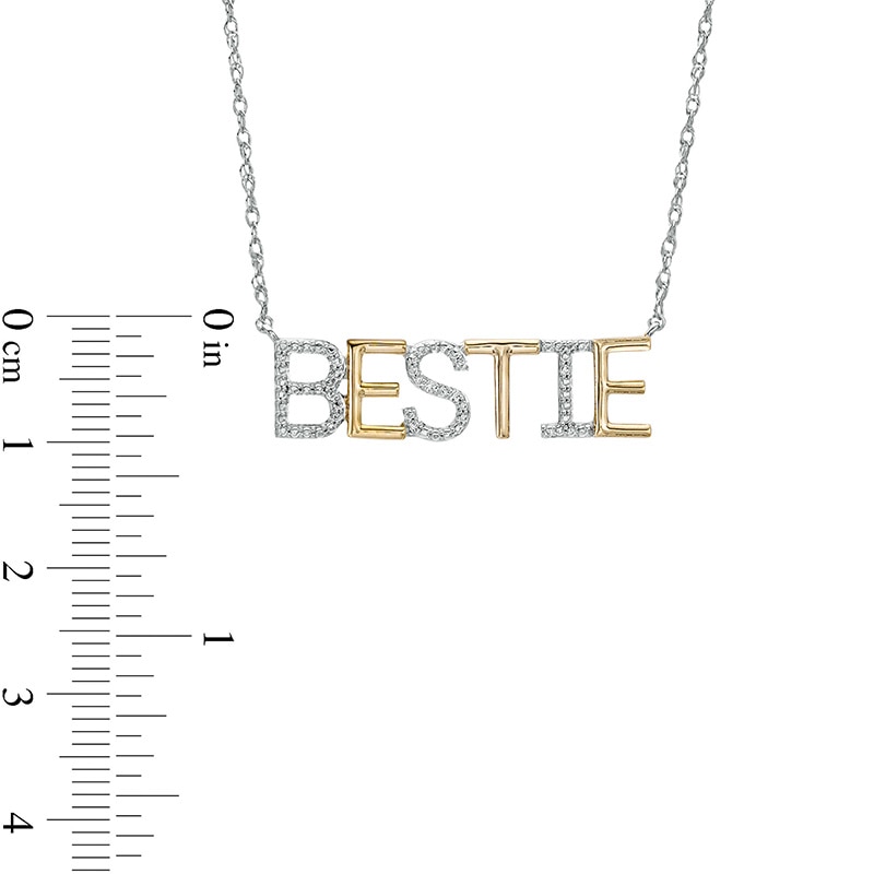 Diamond Accent "BESTIE" Necklace in Sterling Silver with 14K Gold Plate