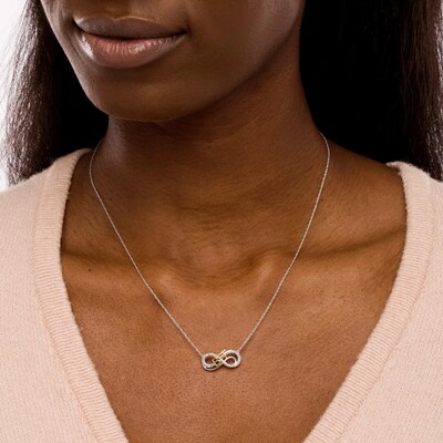 Diamond Accent "BFF" Infinity Loop Necklace in Sterling Silver
