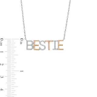 Diamond Accent "BESTIE" Necklace in Sterling Silver with 14K Rose Gold Plate