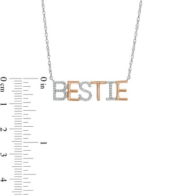 Diamond Accent "BESTIE" Necklace in Sterling Silver with 14K Rose Gold Plate