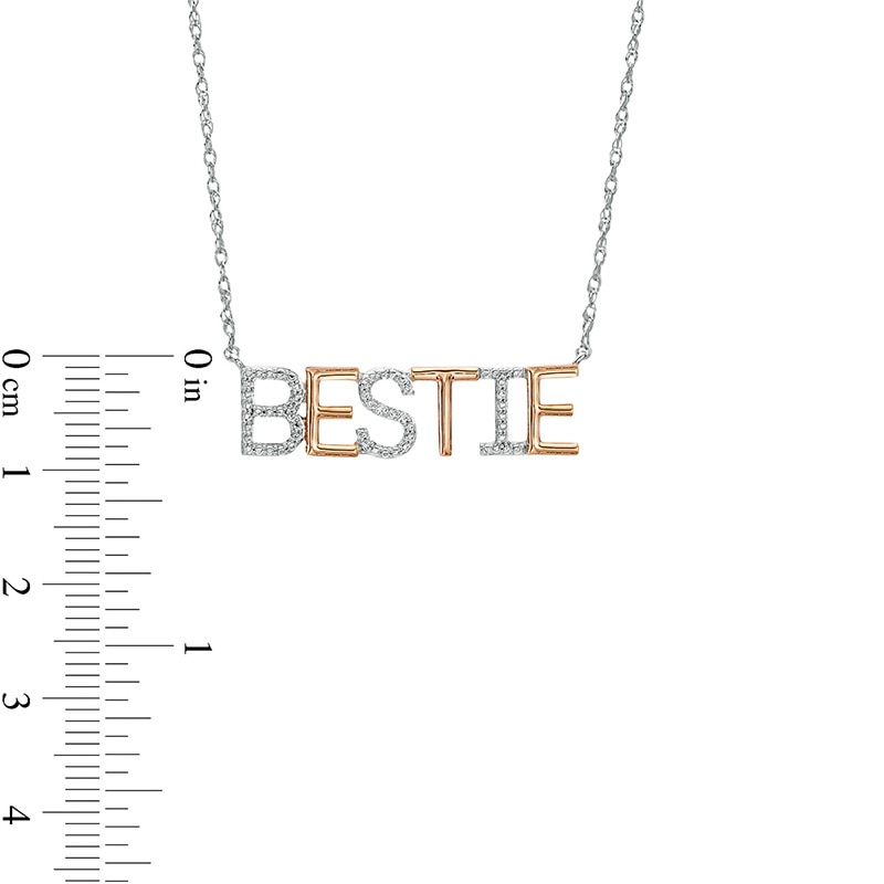 Diamond Accent "BESTIE" Necklace in Sterling Silver with 14K Rose Gold Plate