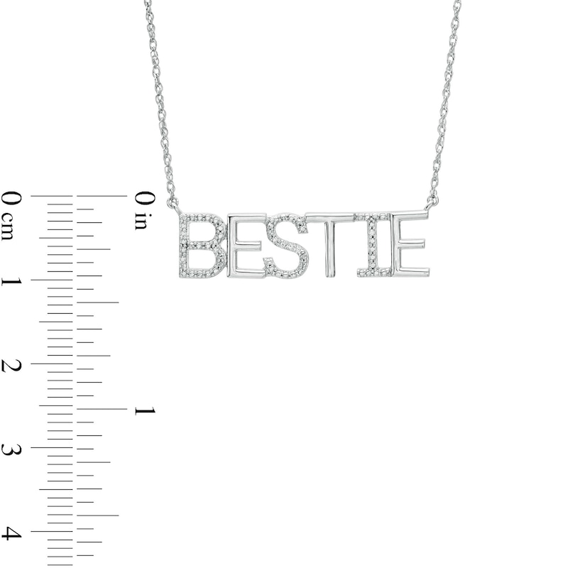 Diamond Accent "BESTIE" Necklace in Sterling Silver