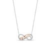 Diamond Accent "BESTIE" Infinity Loop Necklace in Sterling Silver with 14K Rose Gold Plate