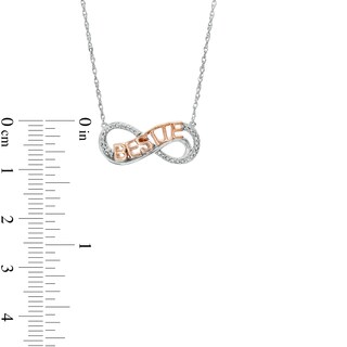 Diamond Accent "BESTIE" Infinity Loop Necklace in Sterling Silver with 14K Rose Gold Plate
