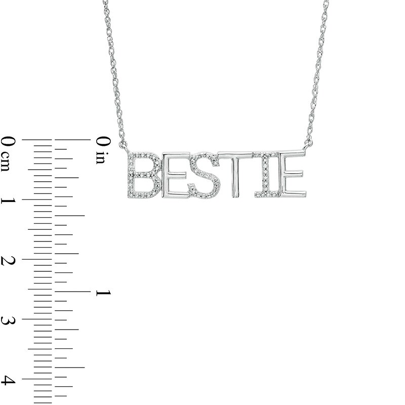 Diamond Accent "BESTIE" Necklace in Sterling Silver