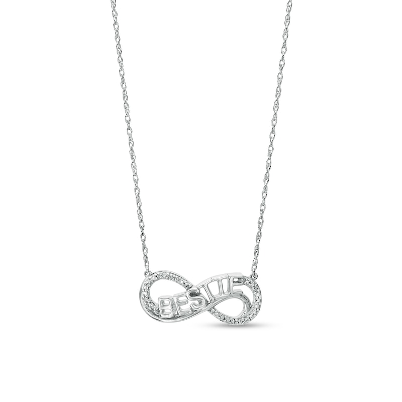 Main Image 1 of Diamond Accent "BESTIE" Infinity Loop Necklace in Sterling Silver