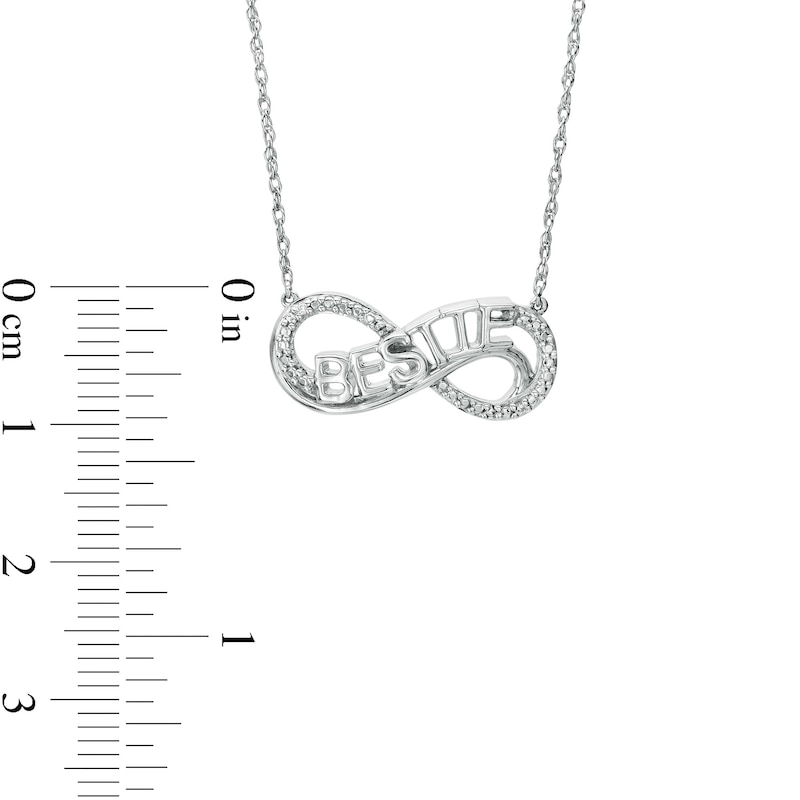 Main Image 3 of Diamond Accent "BESTIE" Infinity Loop Necklace in Sterling Silver