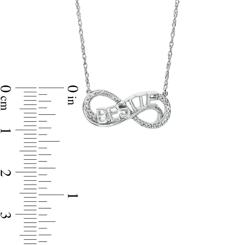 Diamond Accent "BESTIE" Infinity Loop Necklace in Sterling Silver