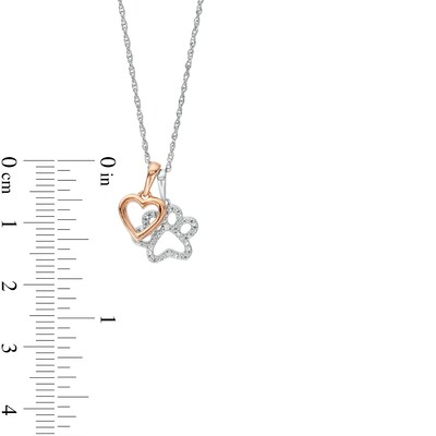 Diamond Accent Heart and Paw Pendant in Sterling Silver with 14K Rose Gold Plate