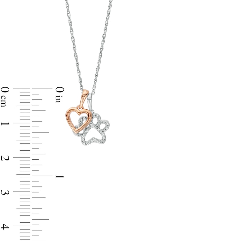 Main Image 3 of Diamond Accent Heart and Paw Pendant in Sterling Silver with 14K Rose Gold Plate