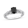 Thumbnail Image 0 of 1.03 CT. T.W. Oval Black Enhanced and White Diamond Vine Shank Engagement Ring in 14K White Gold