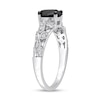 Thumbnail Image 2 of 1.03 CT. T.W. Oval Black Enhanced and White Diamond Vine Shank Engagement Ring in 14K White Gold