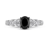 Thumbnail Image 3 of 1.03 CT. T.W. Oval Black Enhanced and White Diamond Vine Shank Engagement Ring in 14K White Gold