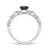 Thumbnail Image 4 of 1.03 CT. T.W. Oval Black Enhanced and White Diamond Vine Shank Engagement Ring in 14K White Gold