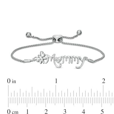 Diamond Accent Butterfly "Mommy" Bolo Bracelet in Sterling Silver – 9.5"