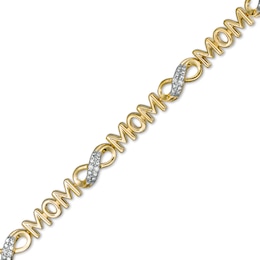 0.04 CT. T.W. Diamond &quot;MOM&quot; Infinity Loop Bracelet in Sterling Silver with 14K Gold Plate – 7.5&quot;