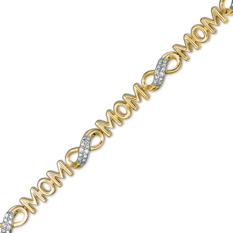 0.04 CT. T.W. Diamond "MOM" Infinity Loop Bracelet in Sterling Silver with 14K Gold Plate – 7.5"
