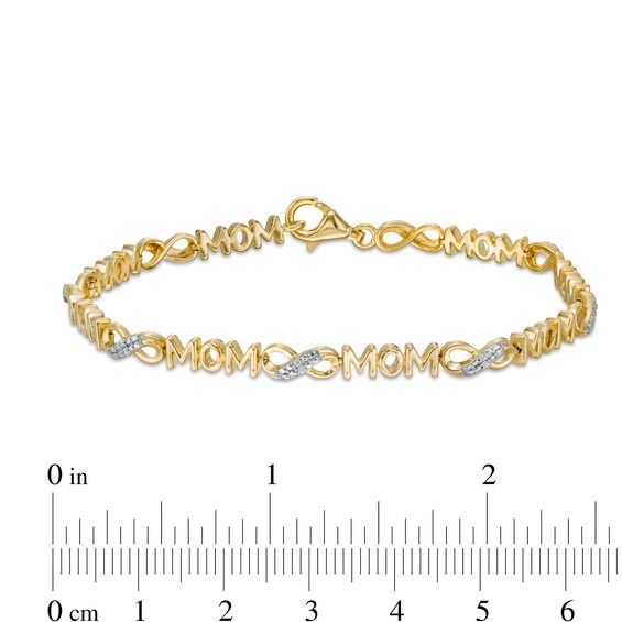 0.04 CT. T.W. Diamond "MOM" Infinity Loop Bracelet in Sterling Silver with 14K Gold Plate – 7.5"