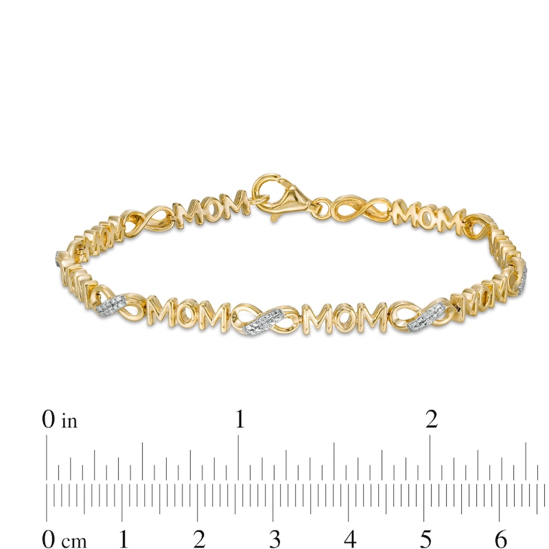 0.04 CT. T.W. Diamond "MOM" Infinity Loop Bracelet in Sterling Silver with 14K Gold Plate – 7.5"