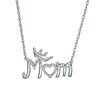 Thumbnail Image 1 of 0.04 CT. T.W. Diamond Crowned "Mom" with Heart Necklace in Sterling Silver