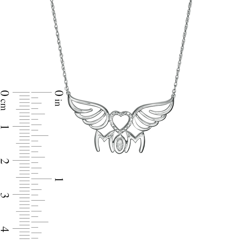 Main Image 3 of Diamond Accent "MOM" Heart Wings Necklace in Sterling Silver