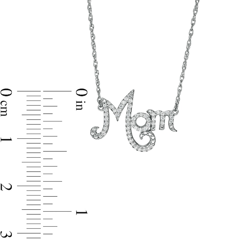 0.148 CT. T.W. Diamond "Mom" Necklace in Sterling Silver